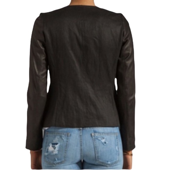 Vince Linen & Lamb Leather Moto Jacket – Black – Size 2 - Picture 2 of 14